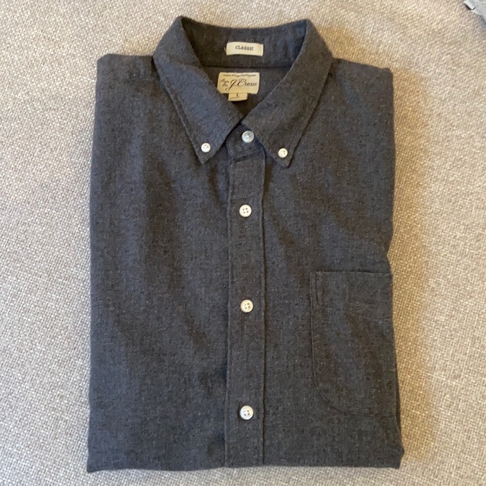 J. Crew long sleeve brushed twill shirt.  Charcoal, size Large